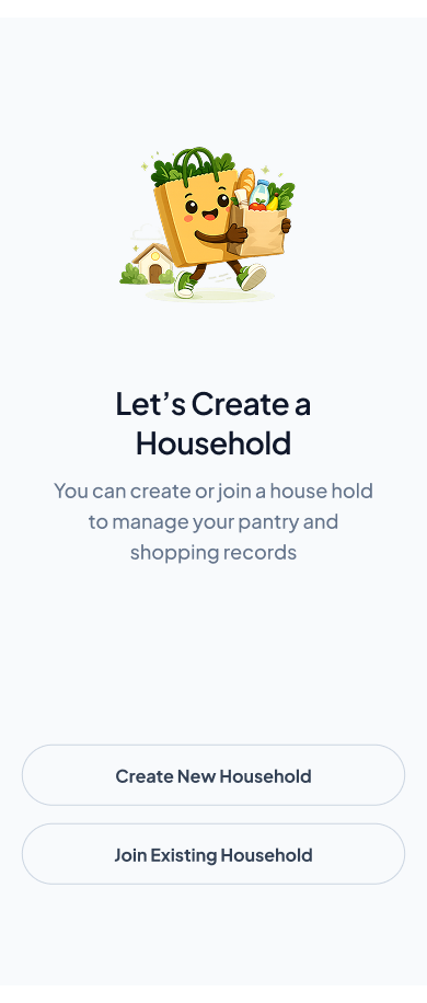 Household creation screen