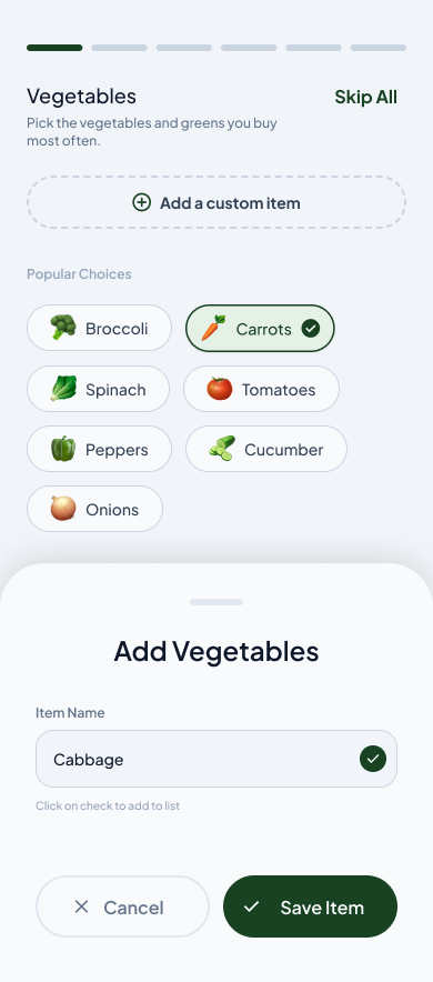 Add custom item
