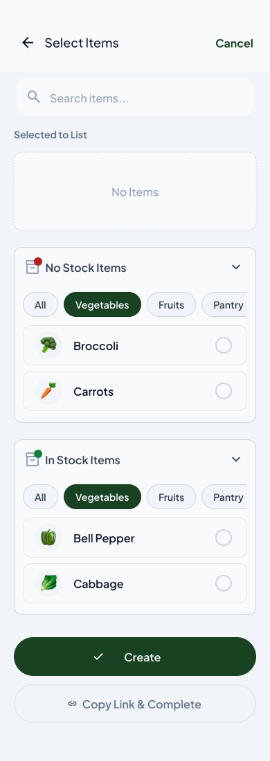 Grocery list builder