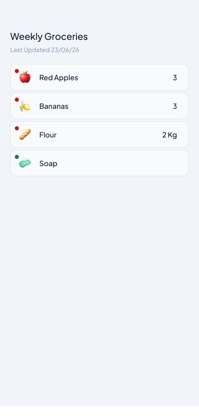 Weekly groceries shared list